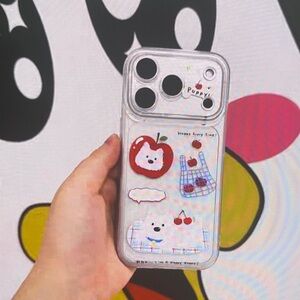 Cute Puppy Clear Phone Case with Apple Design